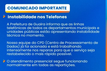 COMUNICADO IMPORTANTE: Instabilidade nos Telefones