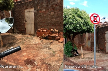 Placa não dura 24 horas, é furtada, mas Polícia recupera e Departamento de Trânsito reinstala no mesmo local