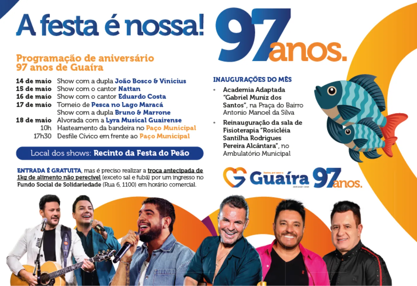Guaíra dá start na contagem regressiva para seus 97 anos com shows gratuitos