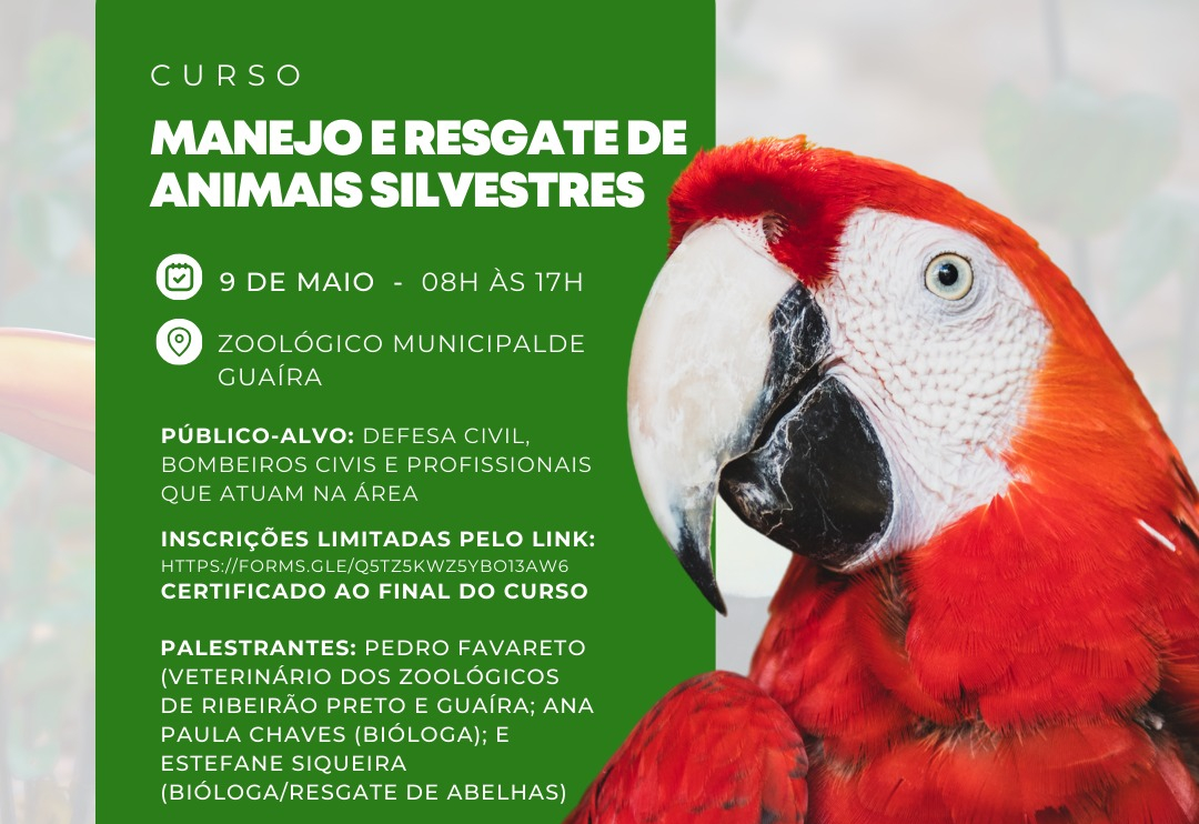 Prefeitura e Zoológico promovem curso gratuito de manejo e resgate de animais silvestres