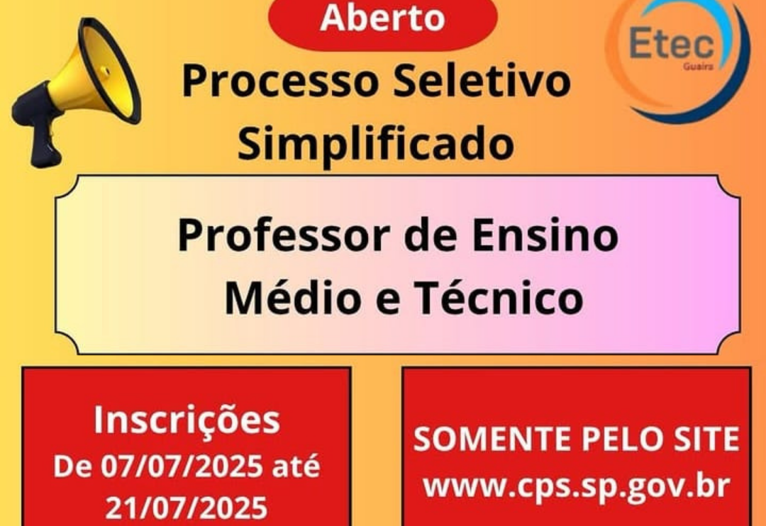 Inscrições Abertas para Professores da Etec Guaíra