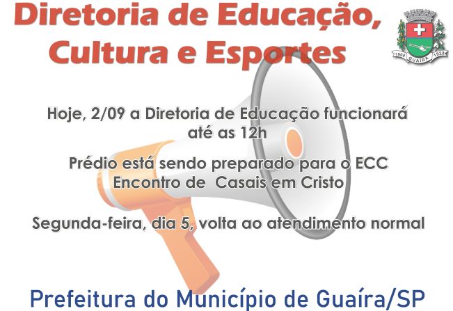 COMUMICADO - Diretoria de Educação, Cultura e Esportes